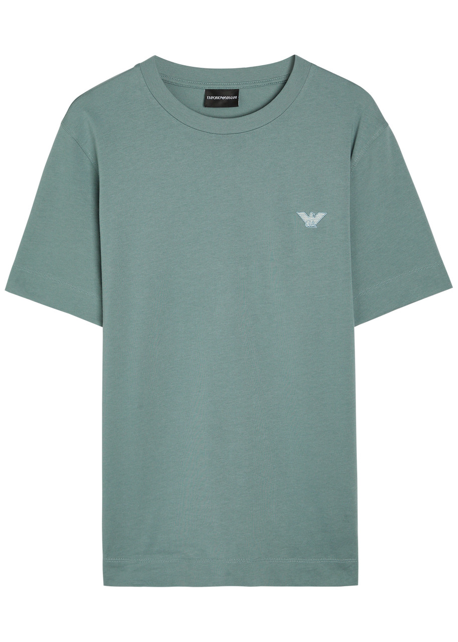Emporio Armani Logo-embroidered Cotton shirt – Blue Emporio Armani Logo-embroidered Cotton shirt – Blue