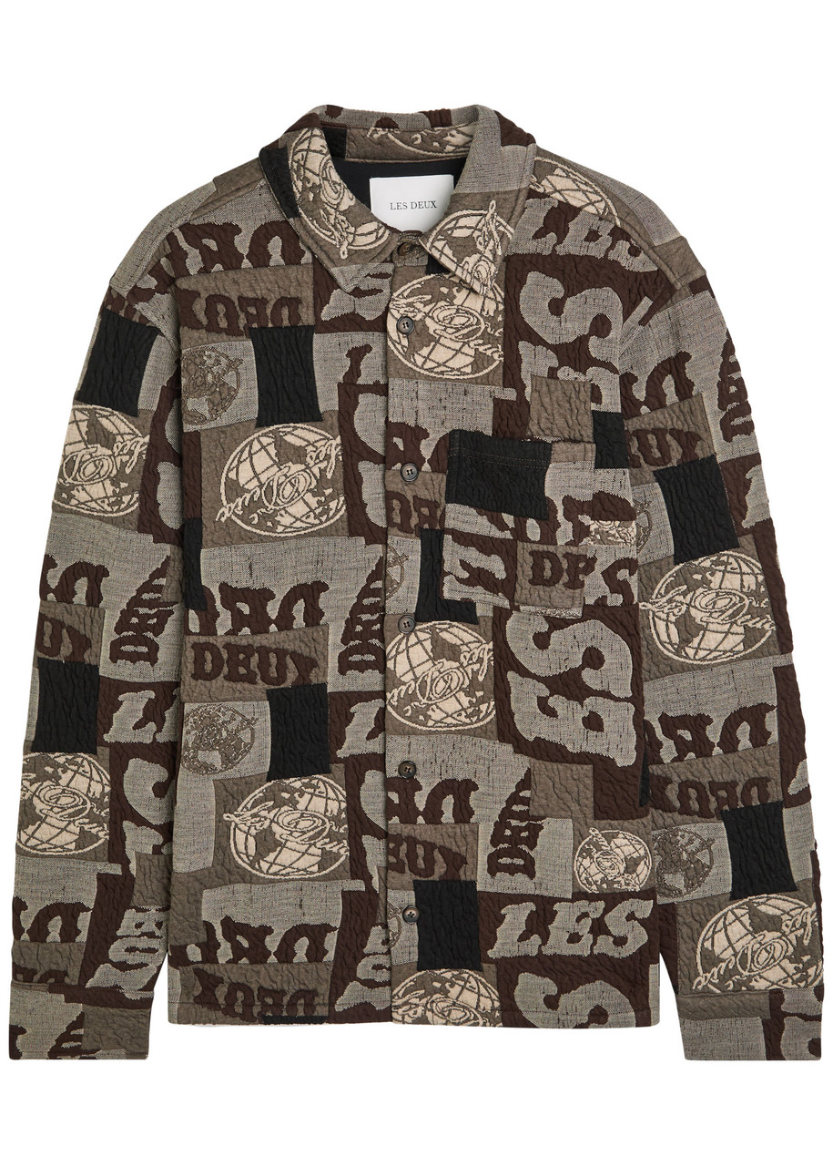 Les Deux Kaleb Patchwork-jacquard Woven Overshirt – Black Les Deux Kaleb Patchwork-jacquard Woven Overshirt – Black