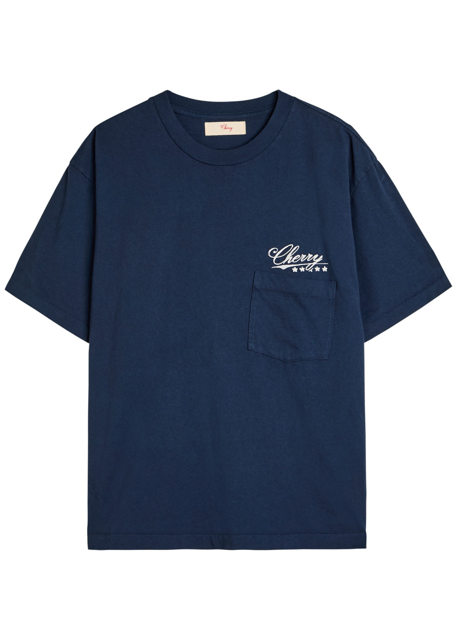 Cherry Los Angeles Five Star Logo-print Washed Cotton shirt – Navy