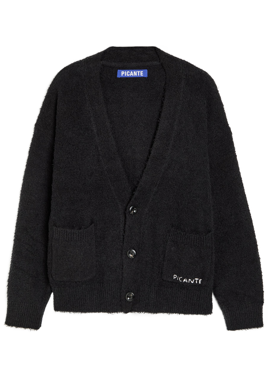 Picante Shaggy Textured Cotton-blend Cardigan – Black Picante Shaggy Textured Cotton-blend Cardigan – Black