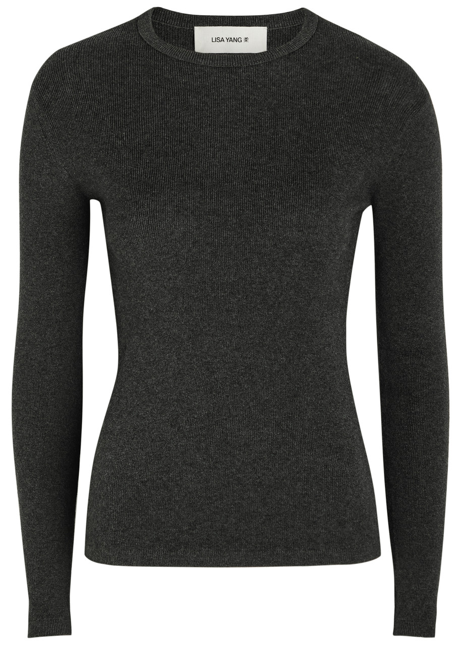 Lisa Yang Vivian Long Sleeve Cotton and Cashmere-blend top – Grey – Lisa Yang Vivian Long Sleeve Cotton and Cashmere-blend top – Grey –