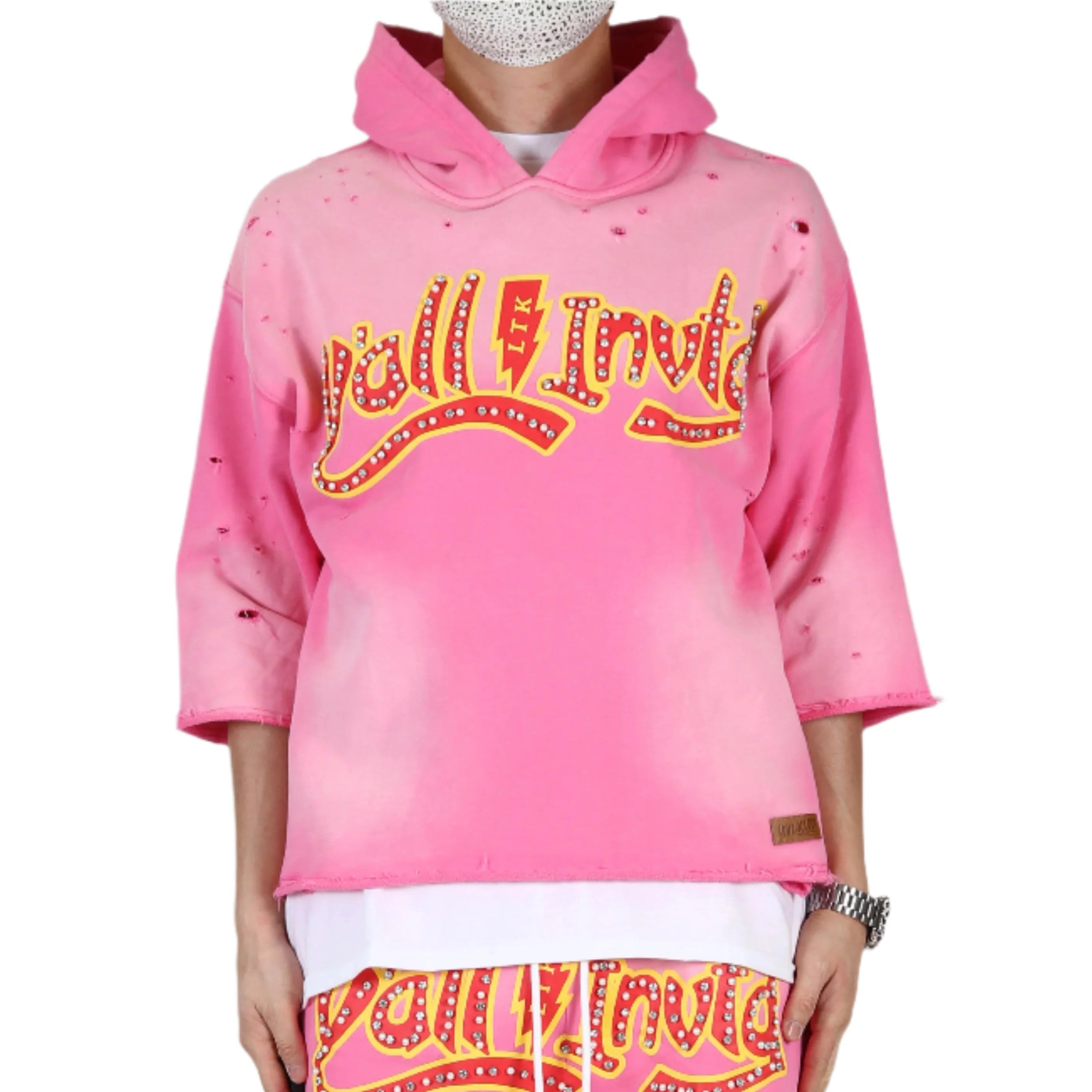DARI French Terry Sleeve Crop Top Pullover Hoodie DARI French Terry Sleeve Crop Top Pullover Hoodie