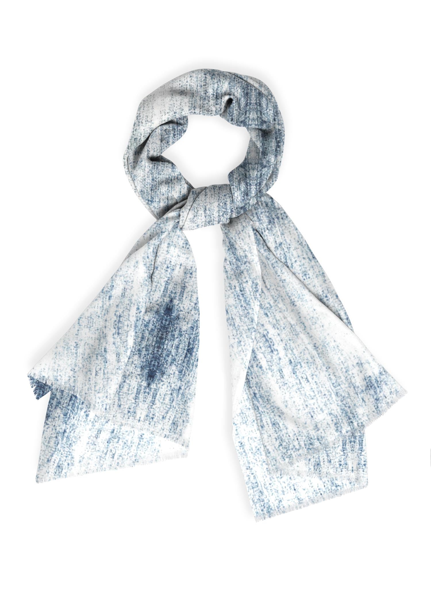 Cashmere Silk Scarf – Acid Wash Jeans Style by VIDA Original Artist Cashmere Silk Scarf – Acid Wash Jeans Style by VIDA Original Artist