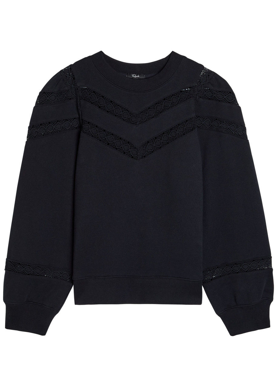 Rails Isles Embroidered Cotton Sweatshirt – Black Rails Isles Embroidered Cotton Sweatshirt – Black