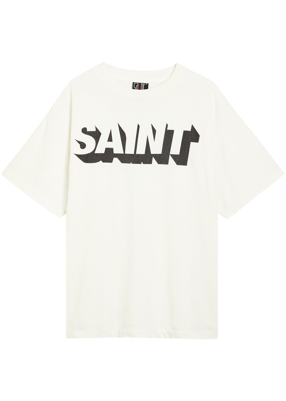 Saint Mxxxxxx Alpha Logo-print Cotton shirt – White Saint Mxxxxxx Alpha Logo-print Cotton shirt – White
