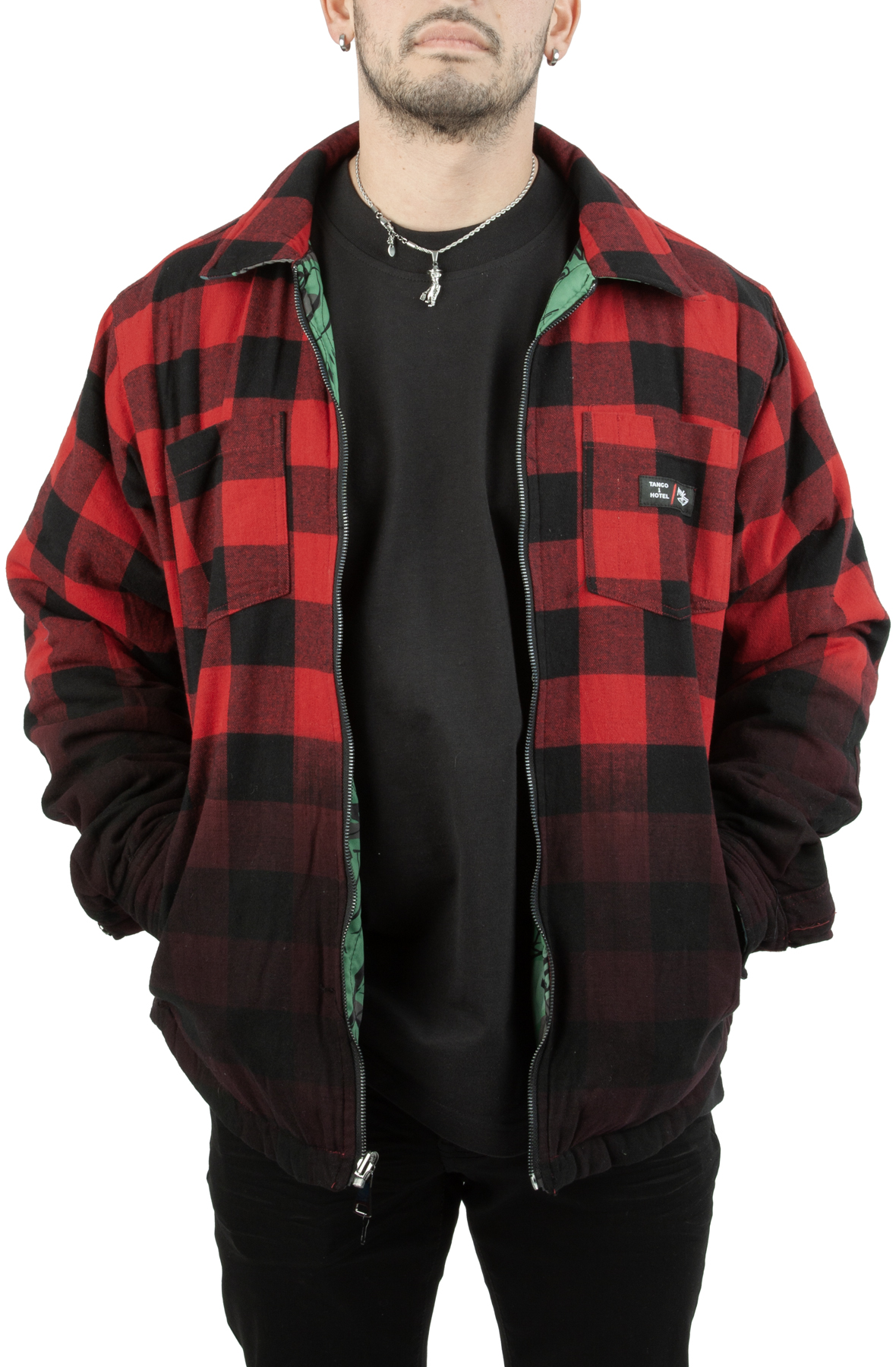 Men ABSTRK Reversible Flannel Shirt Jacket Red Outerwear M Red Men ABSTRK Reversible Flannel Shirt Jacket Red Outerwear M Red