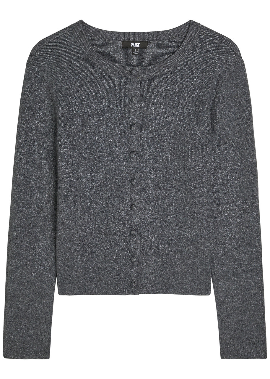 Paige Anzu Metallic Knit Cardigan – Dark Grey – S – S Paige Anzu Metallic Knit Cardigan – Dark Grey – S – S