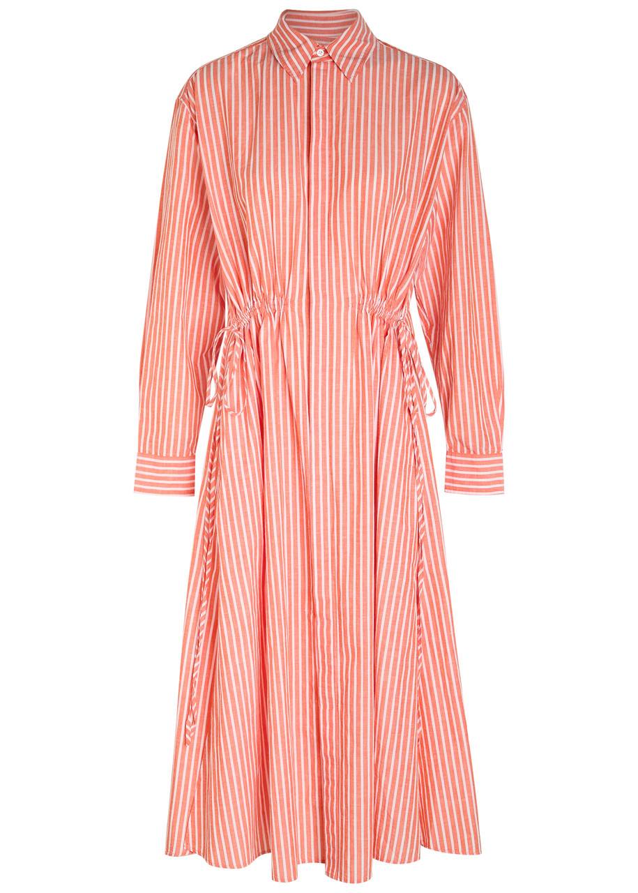 Polo Ralph Lauren Striped Cotton-blend Midi Shirt Dress – Orange – S Polo Ralph Lauren Striped Cotton-blend Midi Shirt Dress – Orange – S