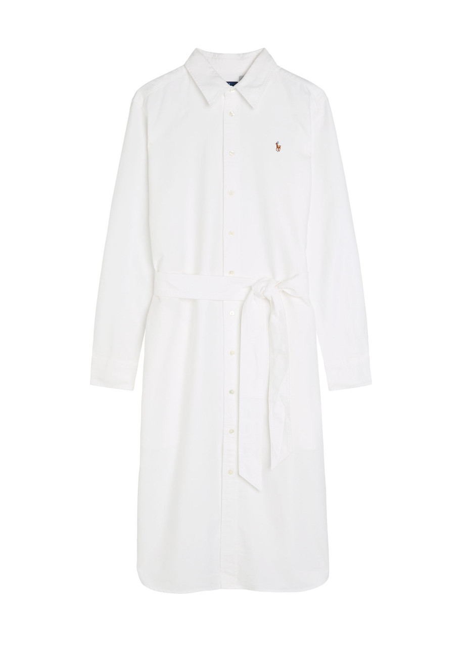 Polo Ralph Lauren Belted Cotton Midi Shirt Dress – White – Polo Ralph Lauren Belted Cotton Midi Shirt Dress – White –