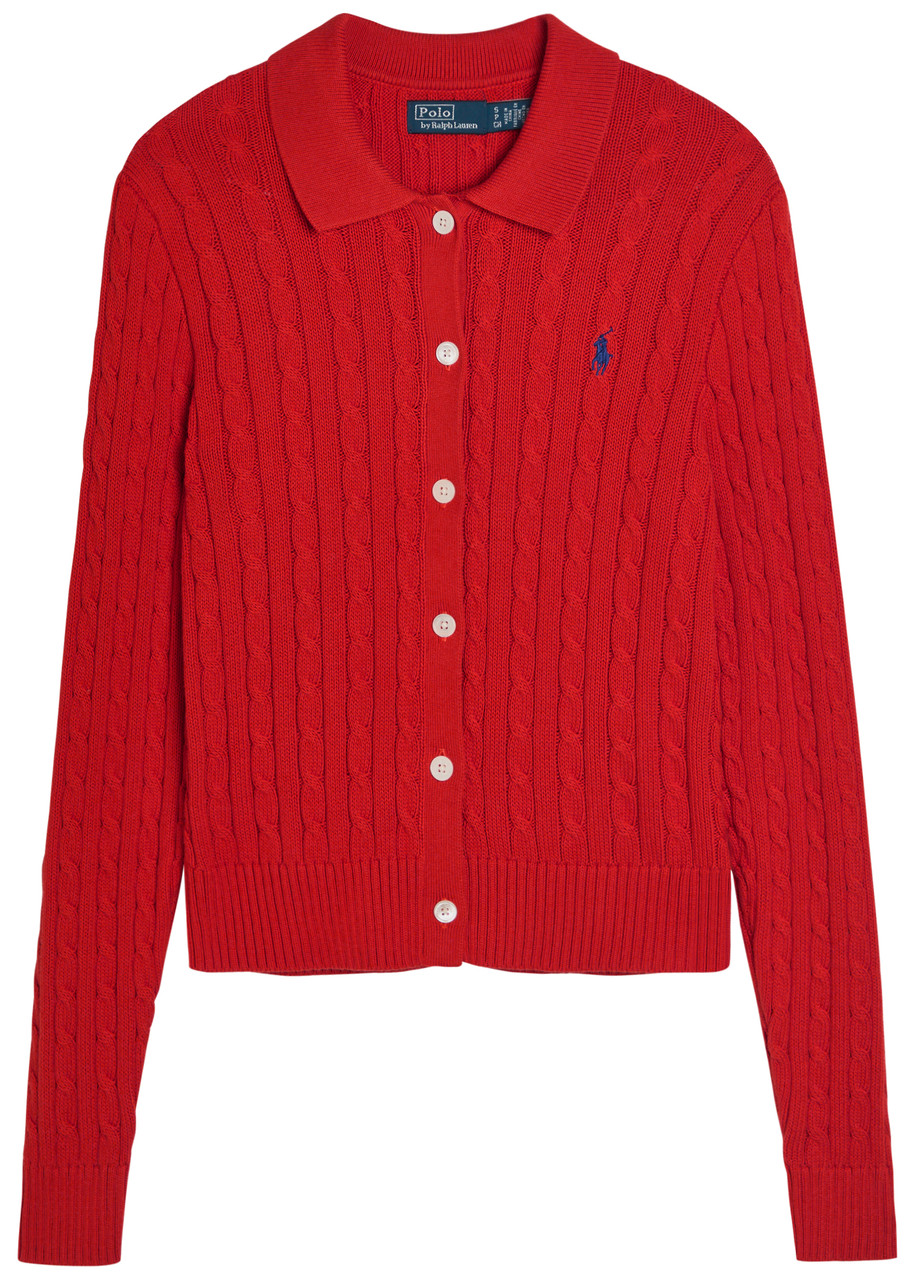 Polo Ralph Lauren Logo-embroidered Cable-knit Cotton Cardigan – Orange Polo Ralph Lauren Logo-embroidered Cable-knit Cotton Cardigan – Orange