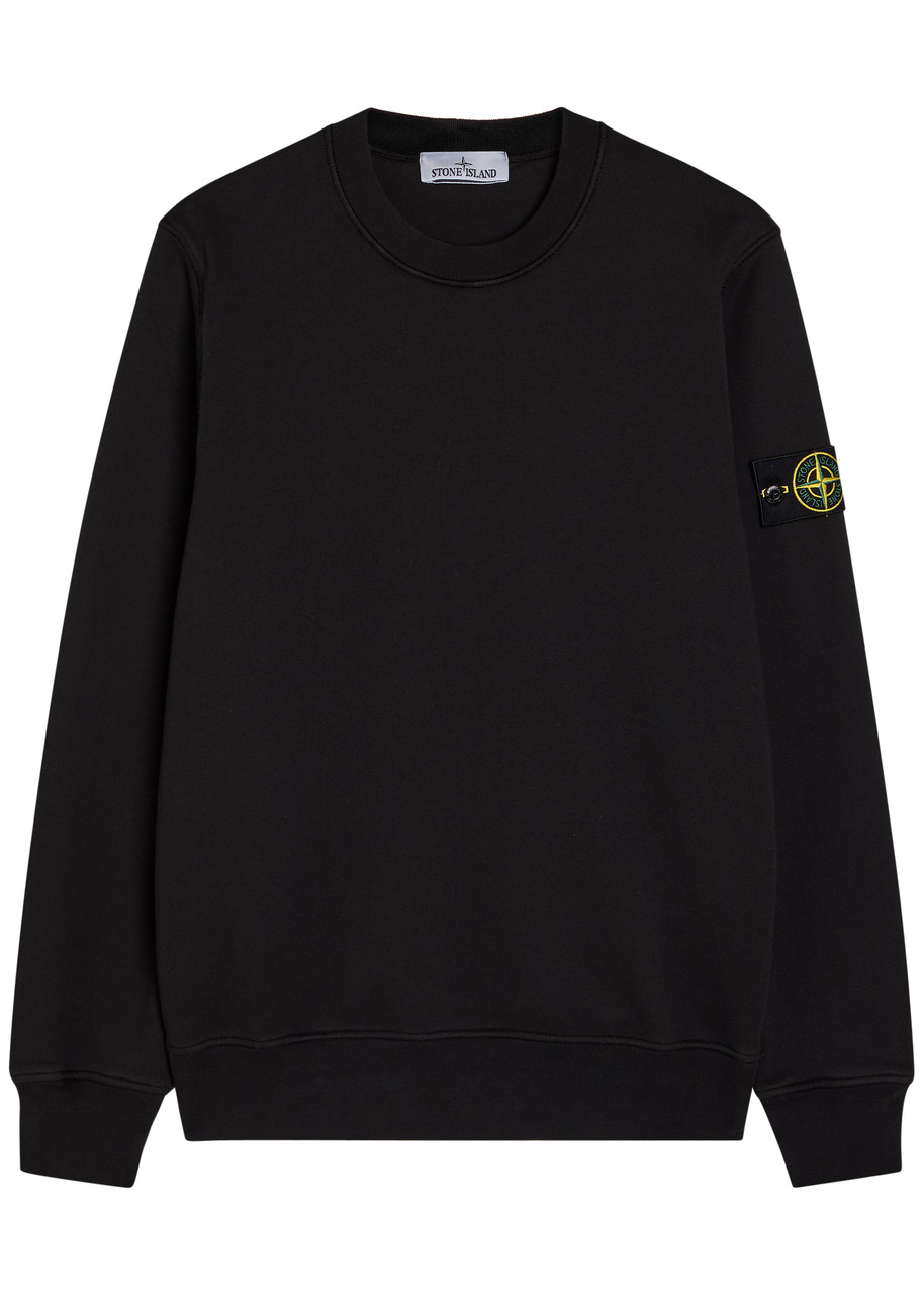 Stone Island Logo Cotton Sweatshirt – Black Stone Island Logo Cotton Sweatshirt – Black