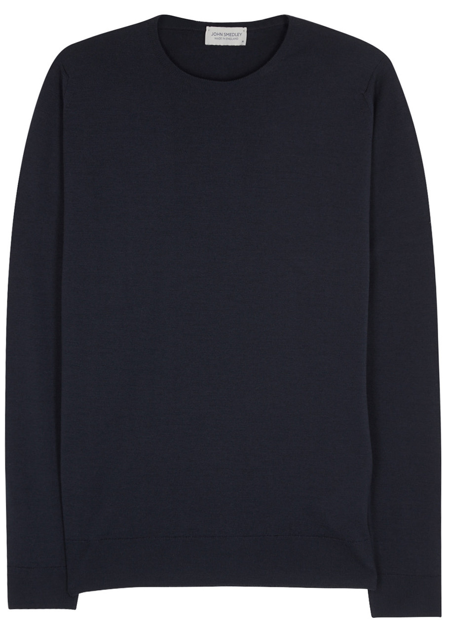 John Smedley Lundy Black Fine-knit Wool Jumper, Jumper, Merino Wool – Navy John Smedley Lundy Black Fine-knit Wool Jumper, Jumper, Merino Wool – Navy