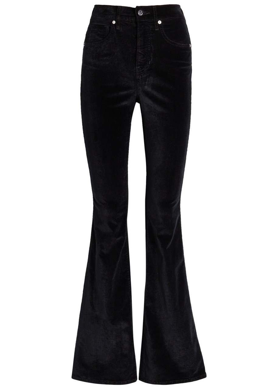 Veronica Beard Beverly Skinny Flared-leg Velvet Jeans – Black – W M