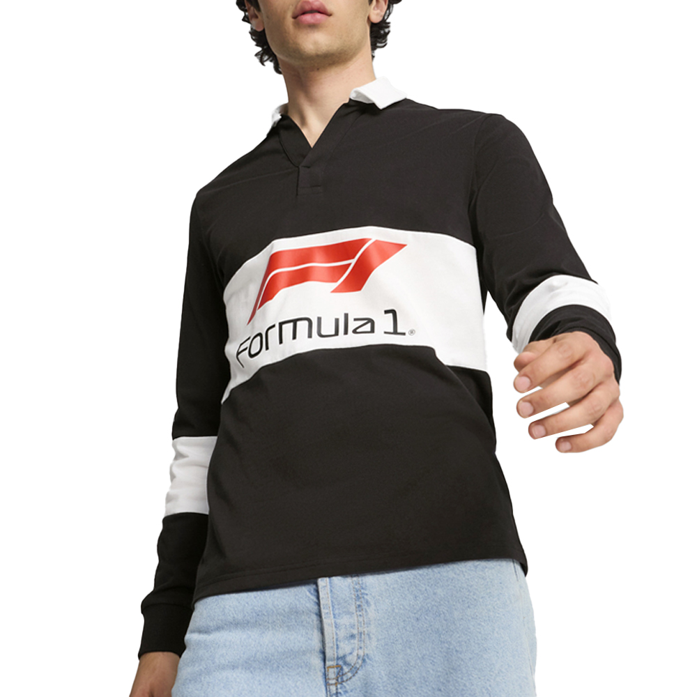 PUMA F Rugby Collared Long Sleeve Polo Shirt PUMA F Rugby Collared Long Sleeve Polo Shirt