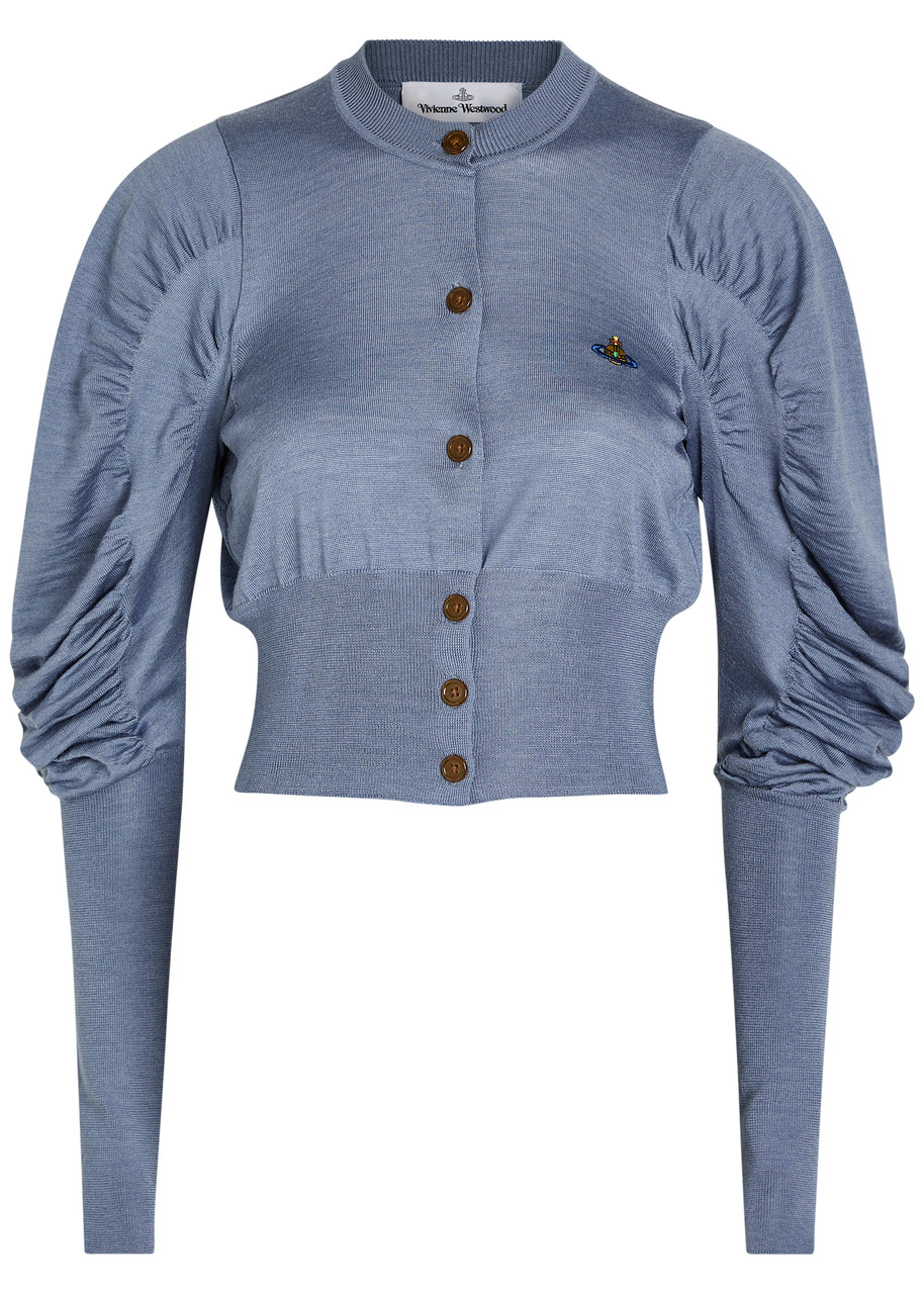 Vivienne Westwood Eli Cropped Wool and Silk-blend Cardigan – Light Blue – M M