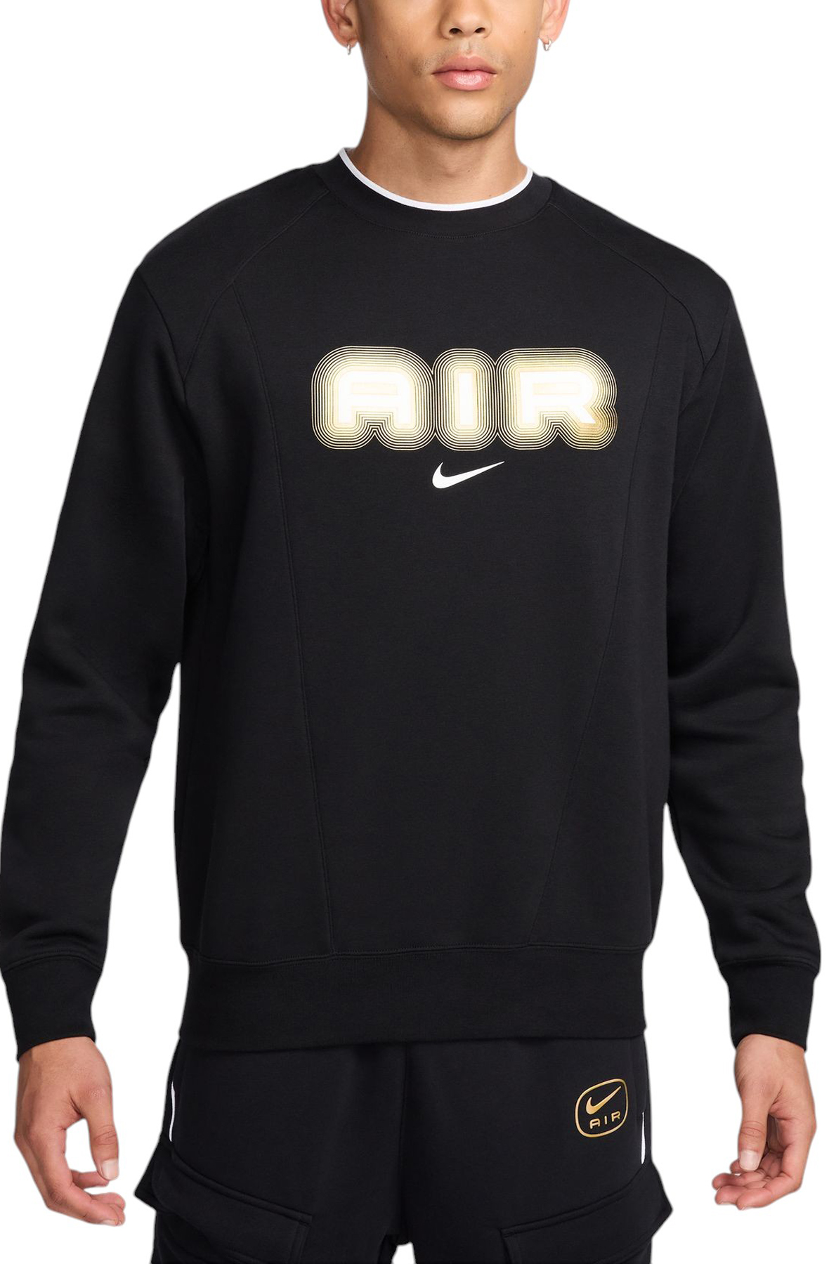 Men Fleece Crew-Neck Sweatshirt Black Sweatshirts L Black Men Fleece Crew-Neck Sweatshirt Black Sweatshirts L Black