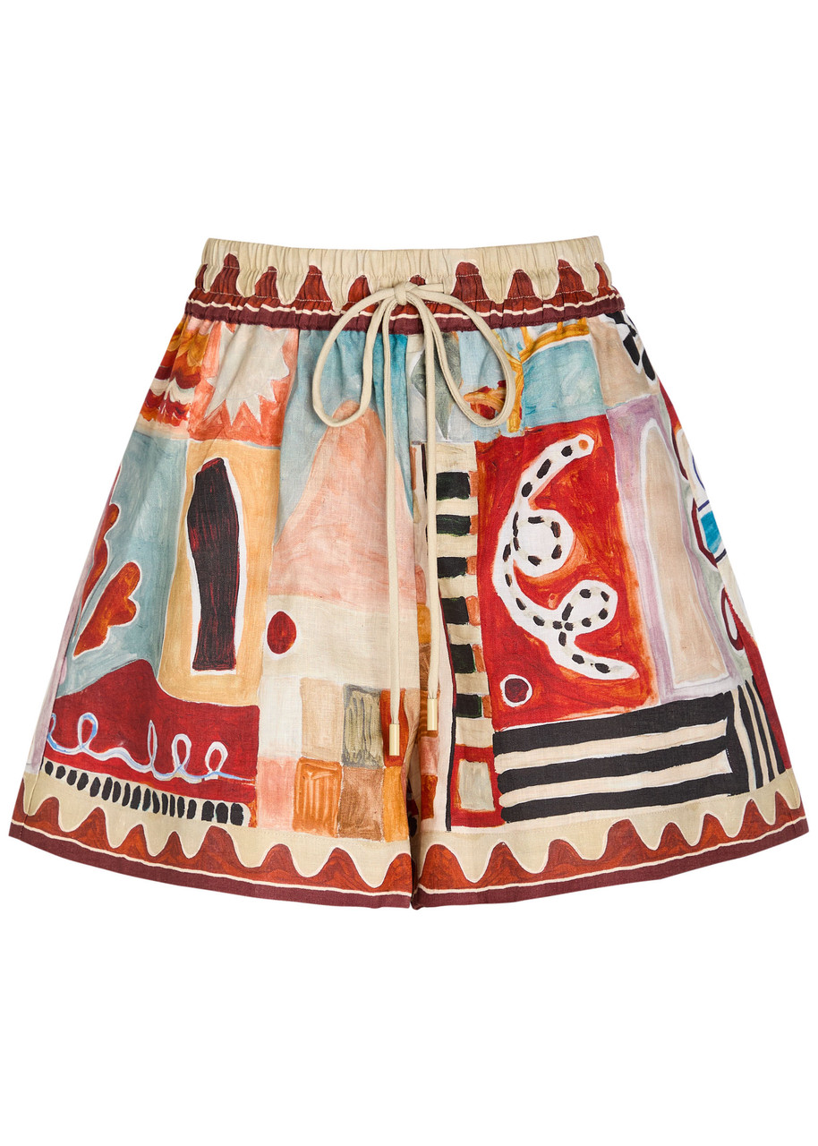 Alemais Michelle Printed Linen Shorts – Multicoloured – S