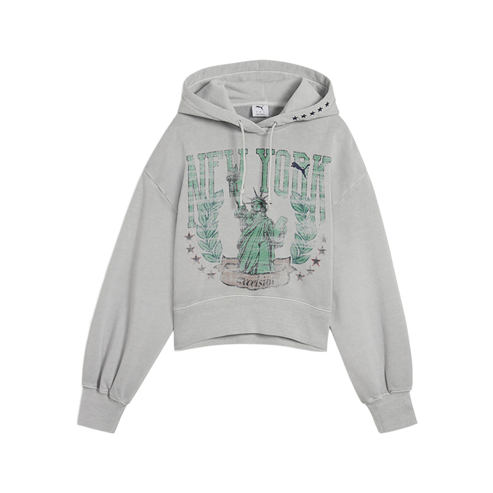 PUMA NYC Wardrobe Essentials Boxy Cropped Pullover Hoodie PUMA NYC Wardrobe Essentials Boxy Cropped Pullover Hoodie
