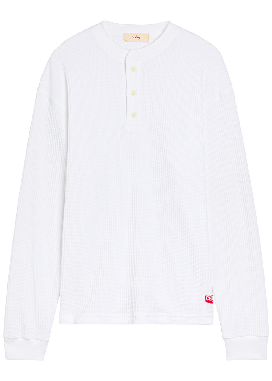 Cherry Los Angeles Chevron Classic Waffle Henley shirt – White Cherry Los Angeles Chevron Classic Waffle Henley shirt – White