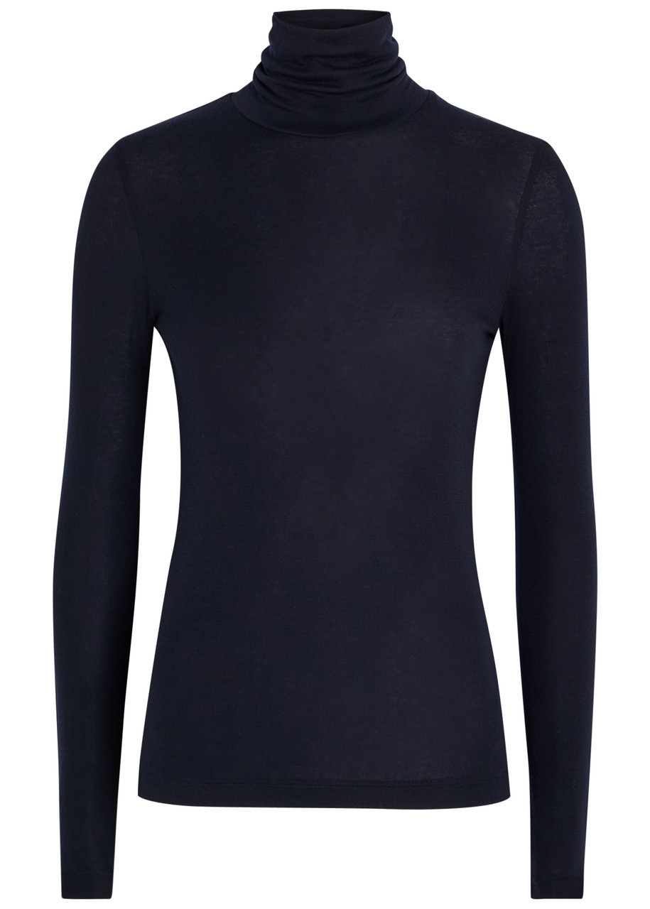 Agolde Pascale Turtleneck Stretch-lyocell top – Navy Agolde Pascale Turtleneck Stretch-lyocell top – Navy