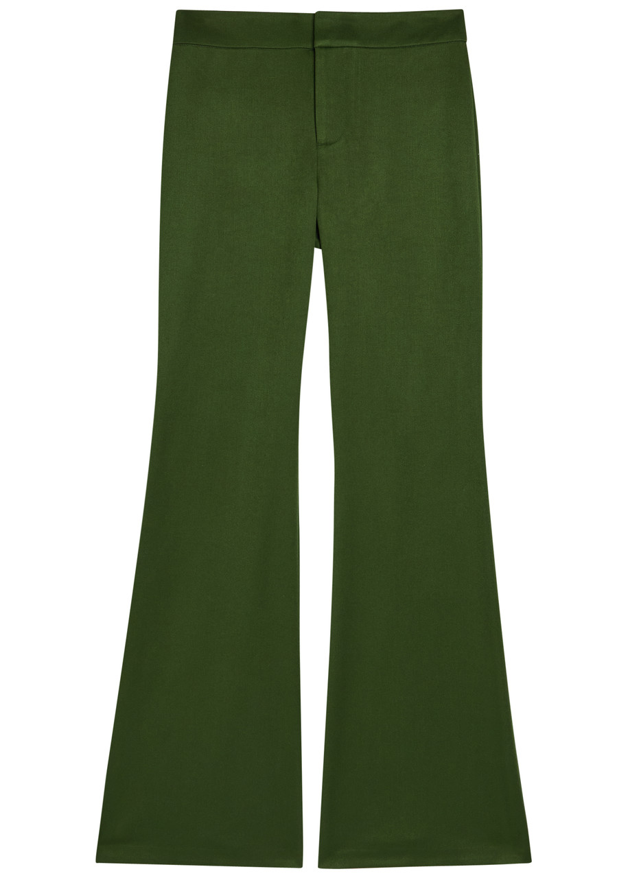 Alice + Olivia Andrew Flared-leg Woven Trousers – Dark Green – Alice + Olivia Andrew Flared-leg Woven Trousers – Dark Green –