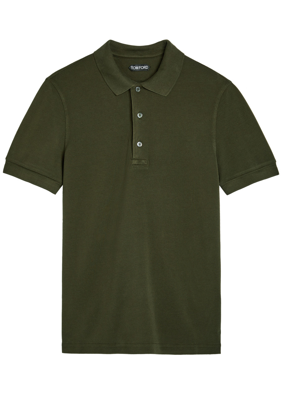 Tom Ford Logo-embroidered Piqu Polo Shirt – Green – IT M Tom Ford Logo-embroidered Piqu Polo Shirt – Green – IT M