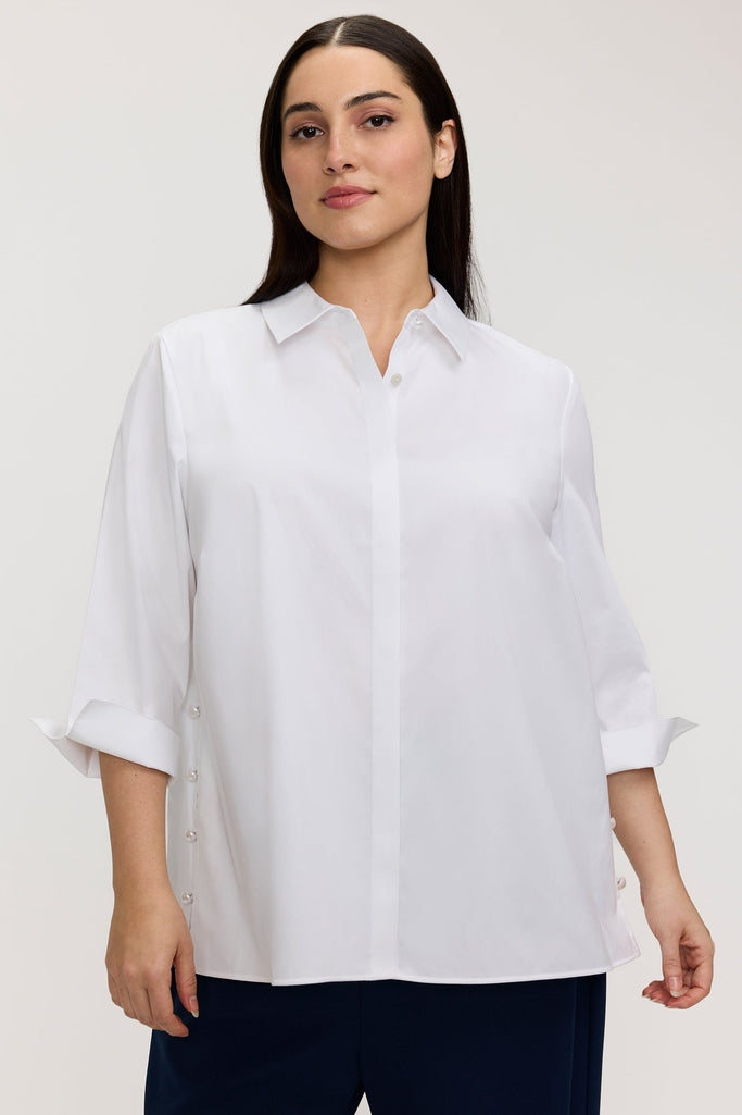 Beatrice Plus Pearl Stretch Matte Sateen Sleeve Shirt Beatrice Plus Pearl Stretch Matte Sateen Sleeve Shirt