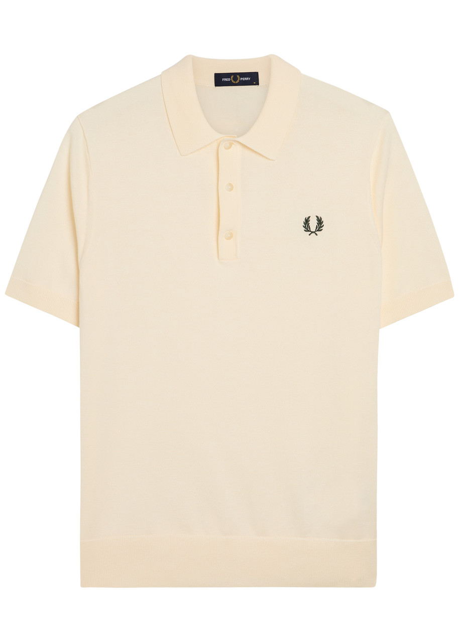Fred Perry Logo-embroidered Fine Cotton-knit Polo Shirt – Ecru Fred Perry Logo-embroidered Fine Cotton-knit Polo Shirt – Ecru
