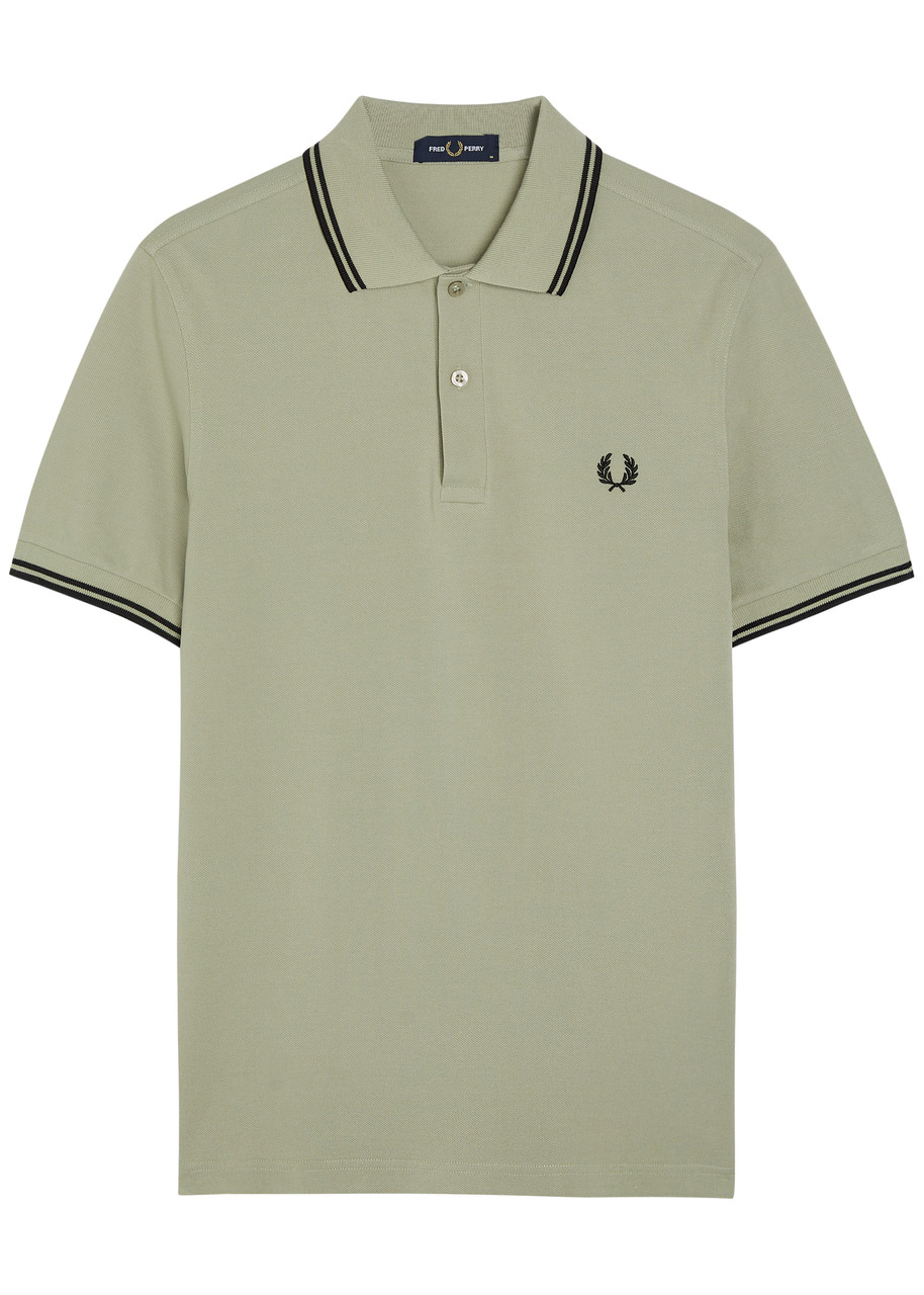 Fred Perry Twin Tipped Logo Piqu Cotton Polo Shirt – Green Fred Perry Twin Tipped Logo Piqu Cotton Polo Shirt – Green