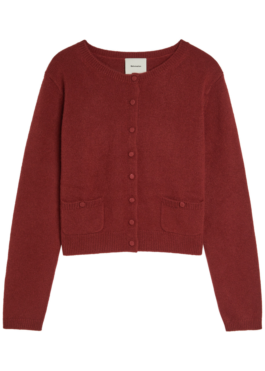 Reformation Clara Cashmere Cardigan – Dark Red – M M Reformation Clara Cashmere Cardigan – Dark Red – M M