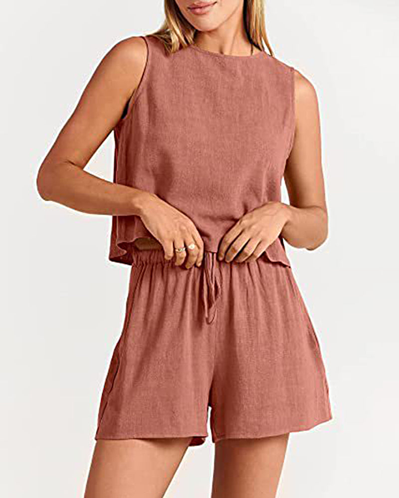 Zeagoo Piece Outfits Sets Sleeveless Crop Top Tank Shorts Sets – Pink M Zeagoo Piece Outfits Sets Sleeveless Crop Top Tank Shorts Sets – Pink M