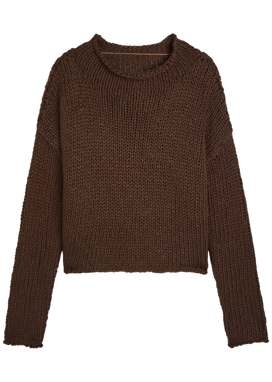 Free People Opal Cotton-blend Jumper – Brown Free People Opal Cotton-blend Jumper – Brown