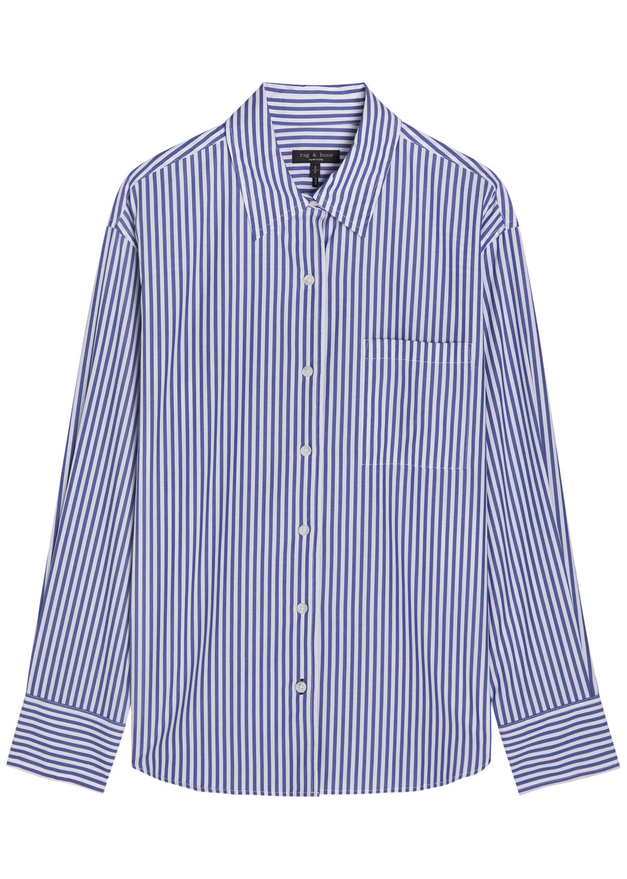Rag & Bone Connie Striped Cotton-poplin Shirt – Navy – M M