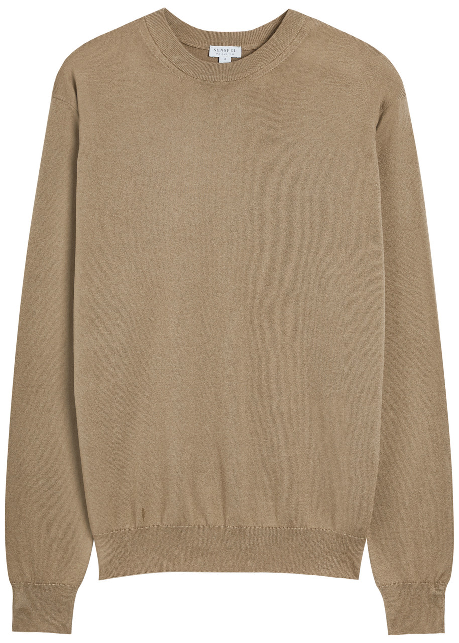 Sunspel Cotton Jumper – Light Brown Sunspel Cotton Jumper – Light Brown