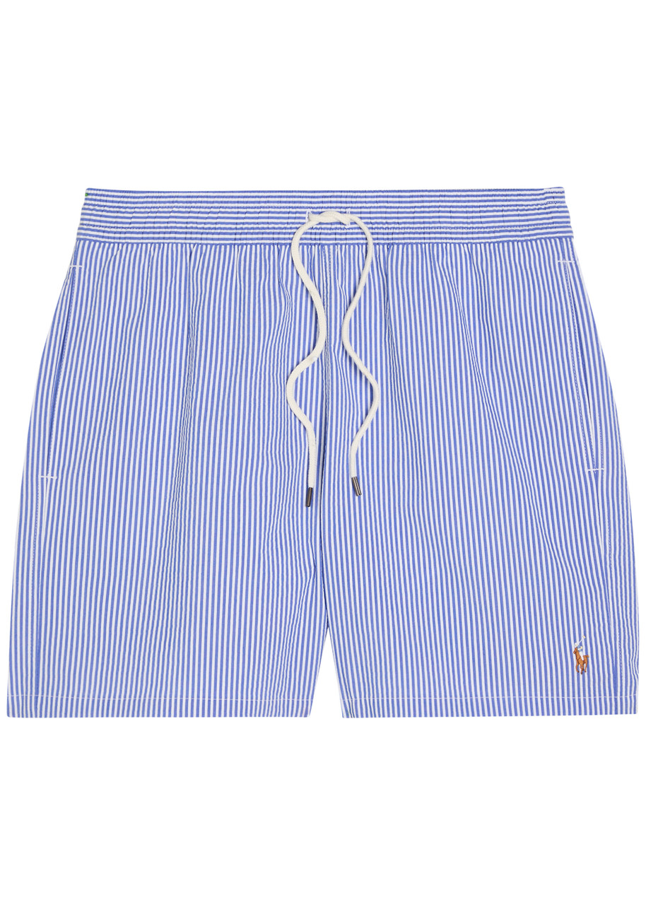 Polo Ralph Lauren Traveller Striped Seersucker Swim Shorts – Blue Polo Ralph Lauren Traveller Striped Seersucker Swim Shorts – Blue