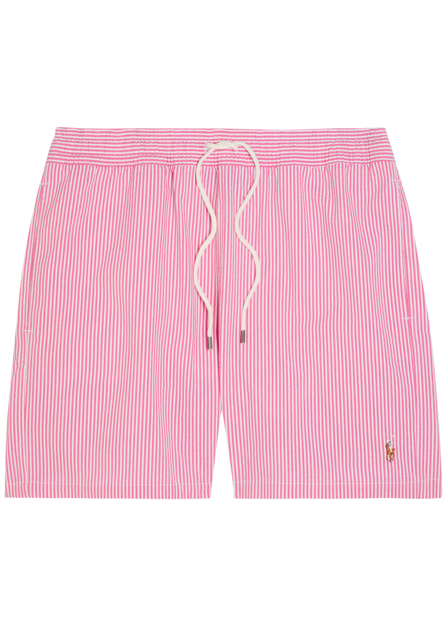 Polo Ralph Lauren Traveller Striped Seersucker Swim Shorts – Pink Polo Ralph Lauren Traveller Striped Seersucker Swim Shorts – Pink