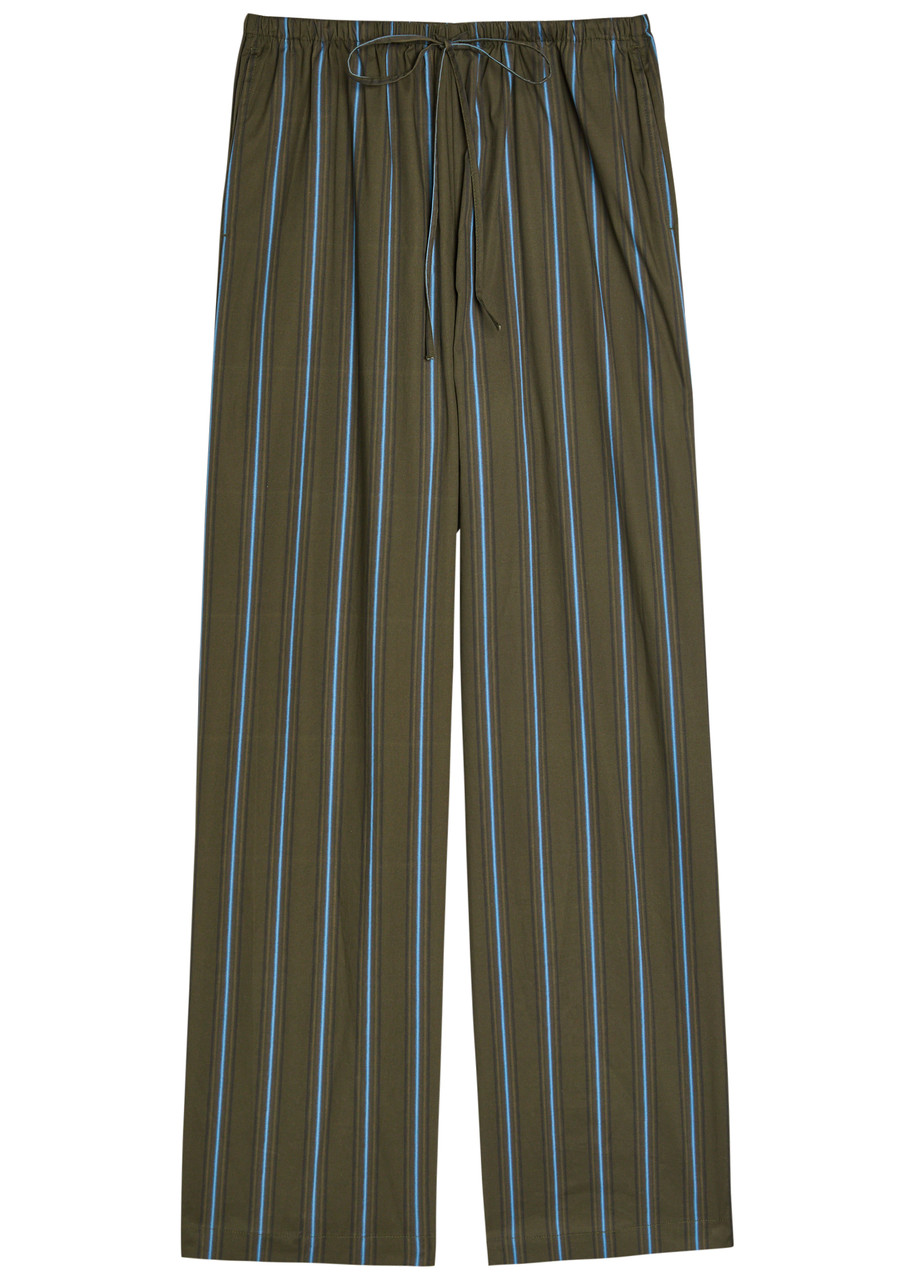 Staud Mateo Striped Stretch-cotton Poplin Trousers – Grey – S – S Staud Mateo Striped Stretch-cotton Poplin Trousers – Grey – S – S