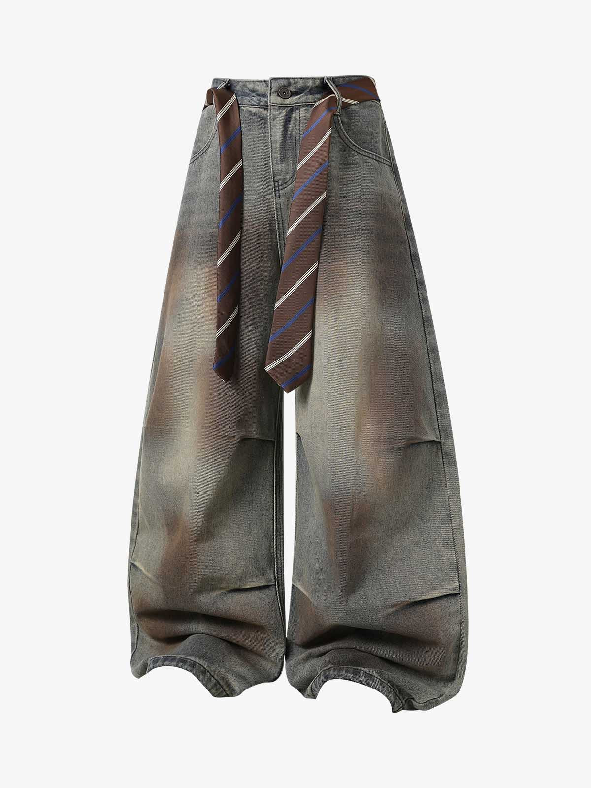 Gradient Sandwash Detachable Tie Baggy Jeans Gradient Sandwash Detachable Tie Baggy Jeans