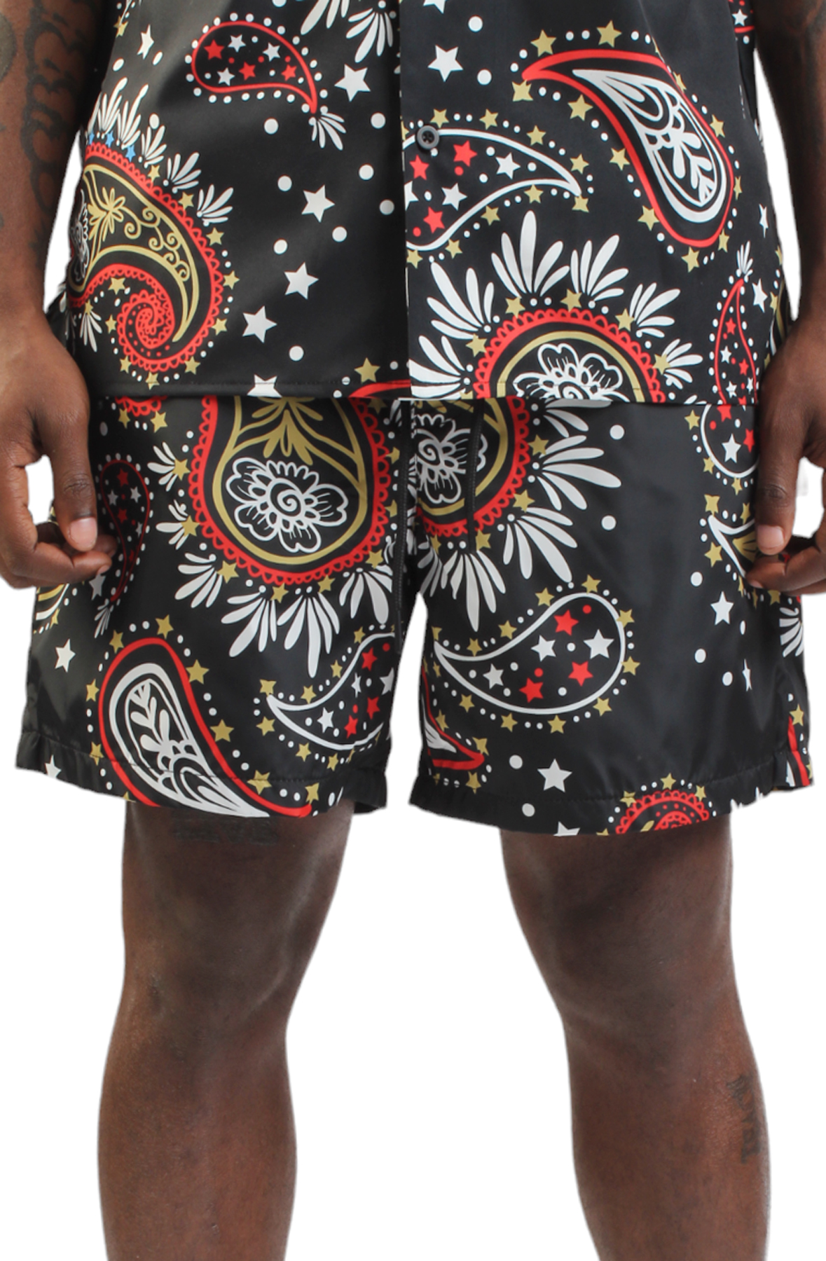 Men Paisley Nylon Short Multi Color Shorts L Multi Color Men Paisley Nylon Short Multi Color Shorts L Multi Color