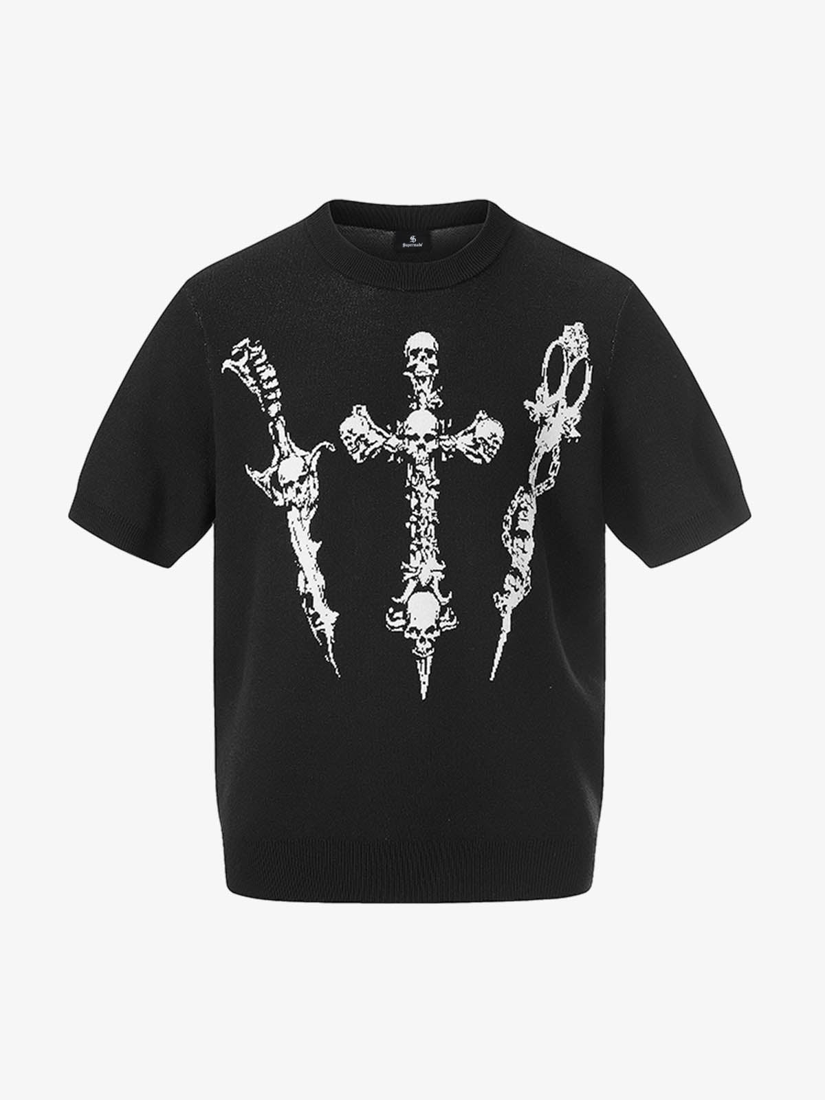 Gothic Cross Graphic Knit T Shirt Gothic Cross Graphic Knit T Shirt