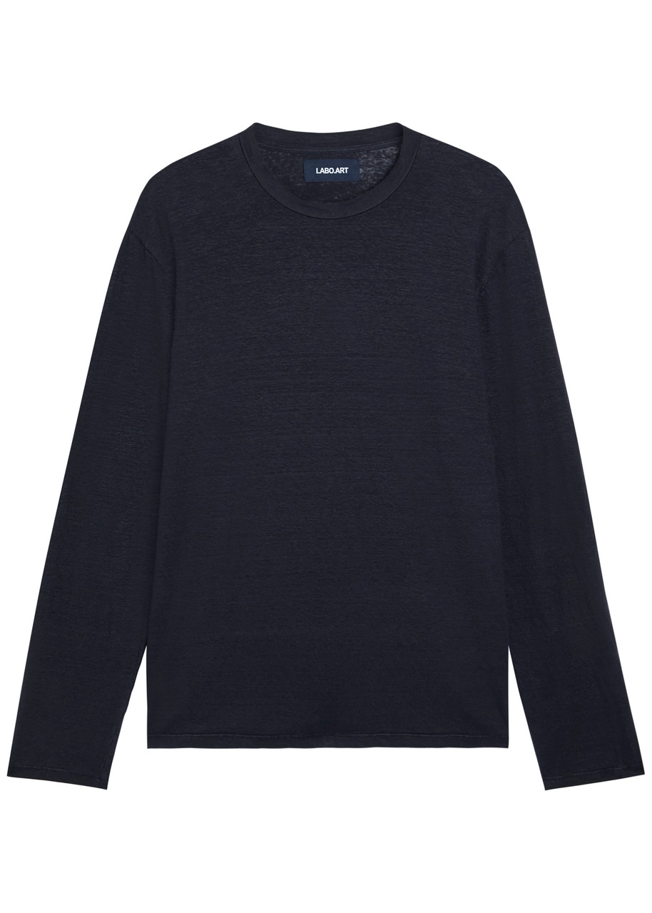Labo.art Long Sleeve Linen-blend shirt – Navy – S Labo.art Long Sleeve Linen-blend shirt – Navy – S