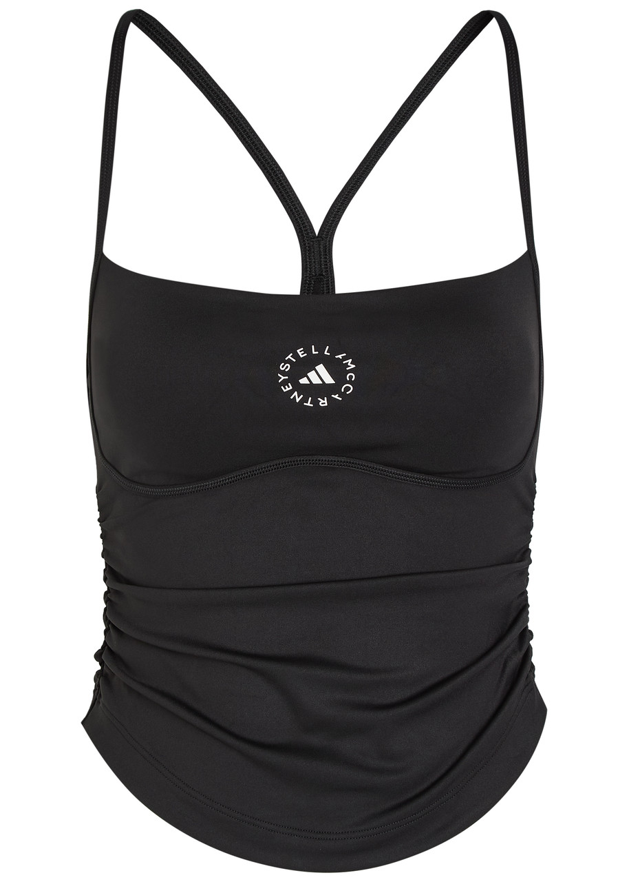 Adidas X Stella Mccartney Studio Logo-print Stretch-jersey Tank top – Black – S – S Adidas X Stella Mccartney Studio Logo-print Stretch-jersey Tank top – Black – S – S