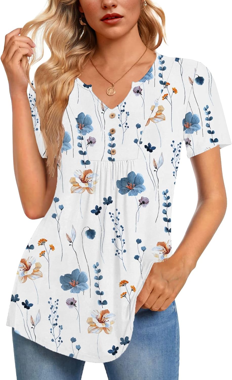 Zeagoo Tunic Tops V Neck Loose Fit Short Sleeve Shirt Zeagoo Tunic Tops V Neck Loose Fit Short Sleeve Shirt