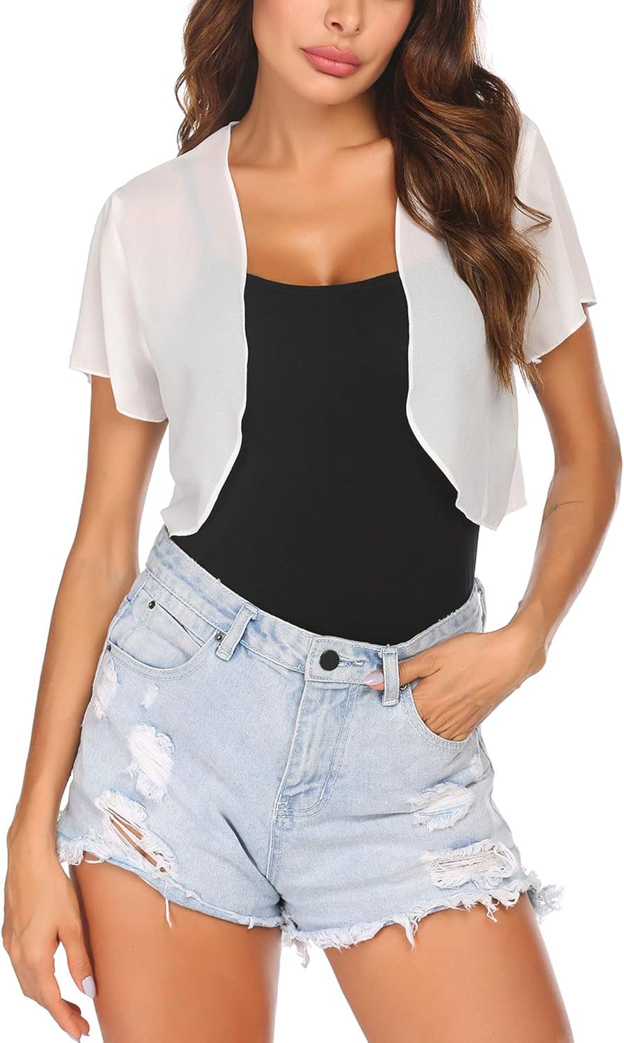Zeagoo Bolero Chiffon Festive Short Sleeve Bolero Jacket Zeagoo Bolero Chiffon Festive Short Sleeve Bolero Jacket