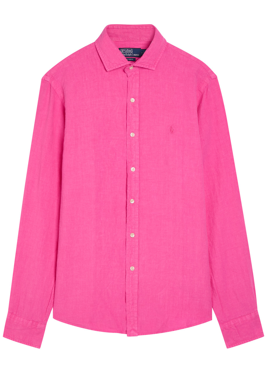 Polo Ralph Lauren Logo-embroidered Linen Shirt – Pink Polo Ralph Lauren Logo-embroidered Linen Shirt – Pink