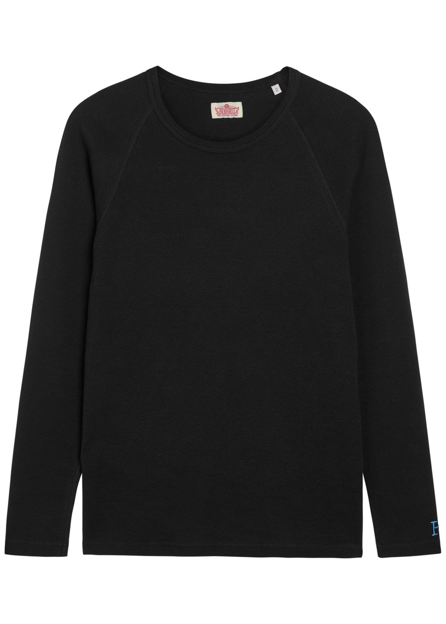 Stretch Fraise Ribbed Stretch-cotton shirt – Black