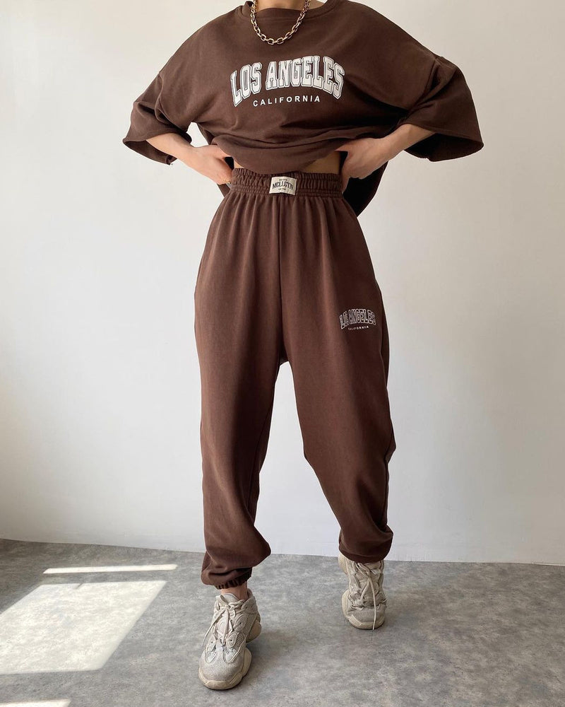 Two Piece Outfits Casual Lounge Sets Round Neck shirt Pullover with Pocket Joggers – Caramel L- Two Piece Outfits Casual Lounge Sets Round Neck shirt Pullover with Pocket Joggers – Caramel L-