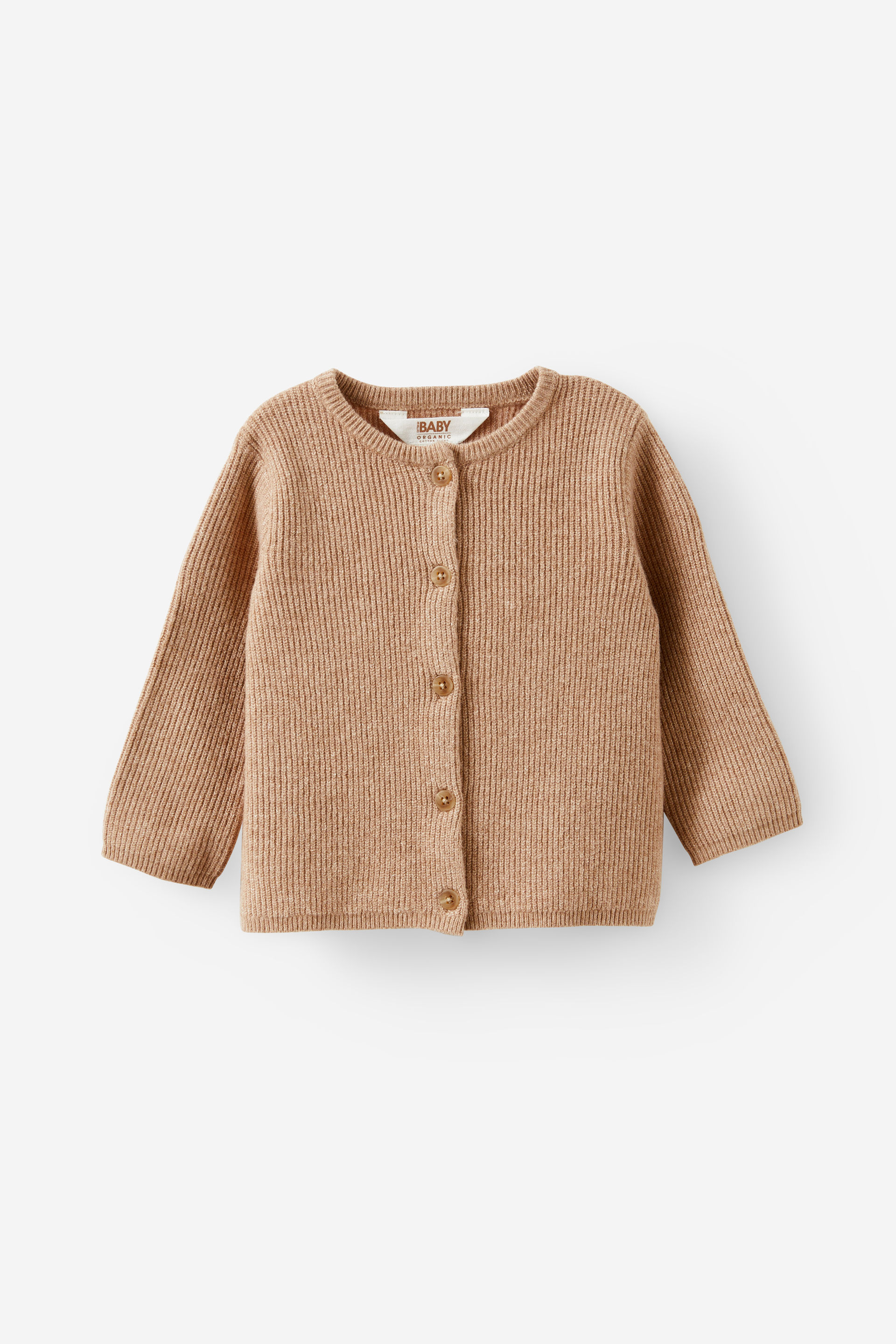 Cotton On Kids – Baby Organic Knit Cardigan – Oatmilk marle