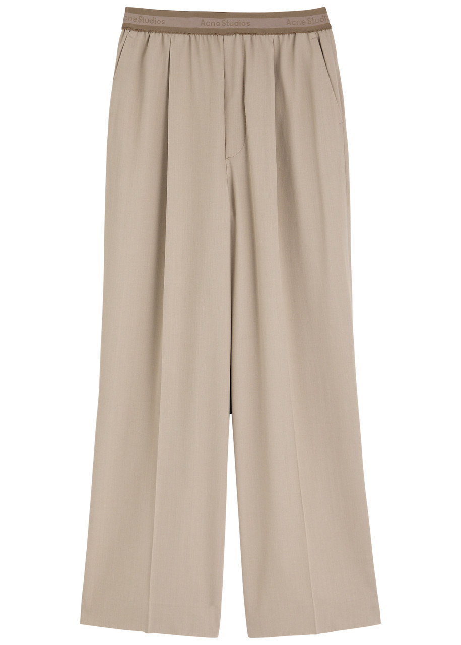 Acne Studios Logo Wide-leg Twill Trousers – Beige – M
