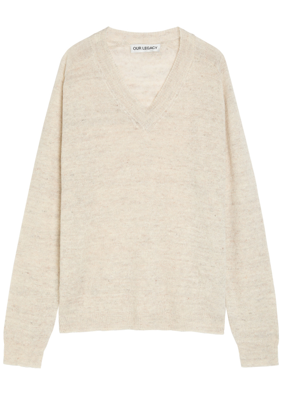 Our Legacy Rue Fine-knit Linen-blend Jumper – Ivory – IT M Our Legacy Rue Fine-knit Linen-blend Jumper – Ivory – IT M